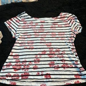 Pink flower shirt With stripes